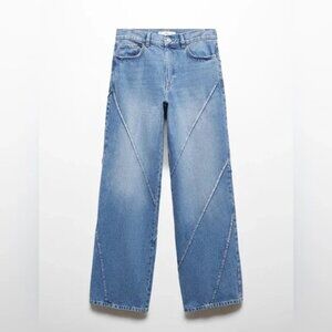 Mango Wide Leg Seamed Jeans